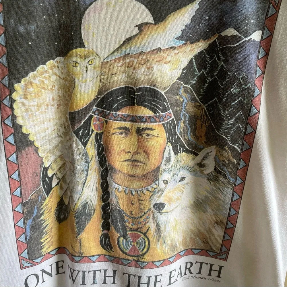 Vintage 1992 One with the Earth Tshirt. Oswegatchie School. Youth Large
